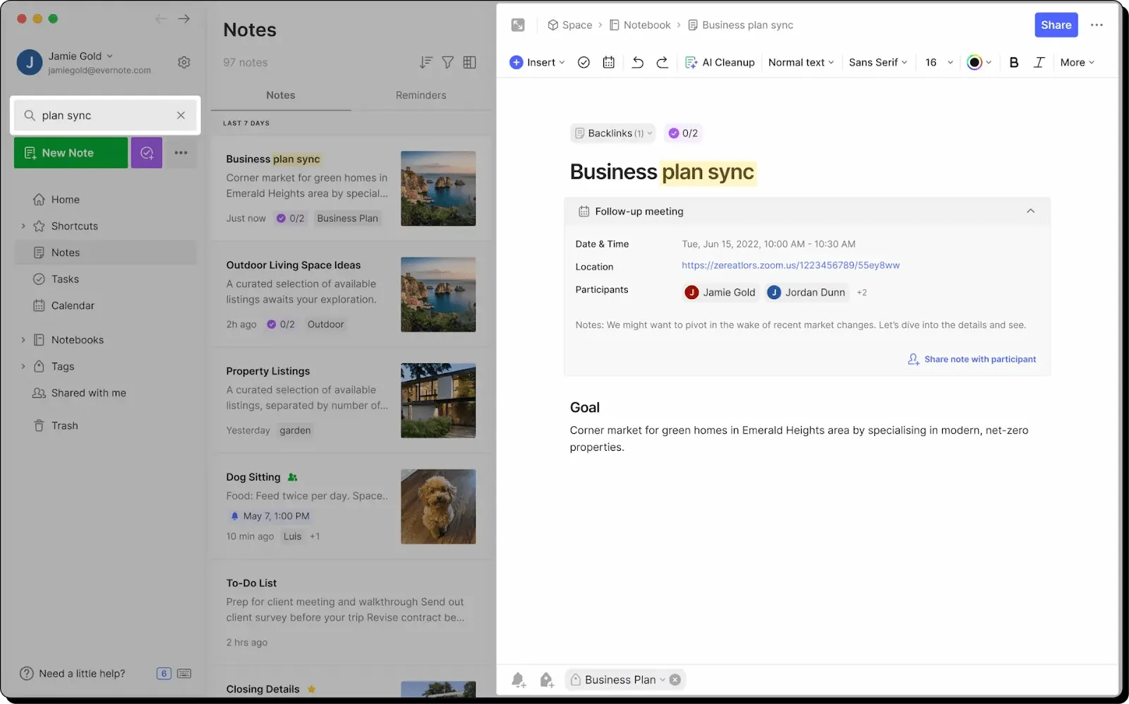 Evernote Tableau de bord fait partie des meilleures applications de prise de notes avec stylet.