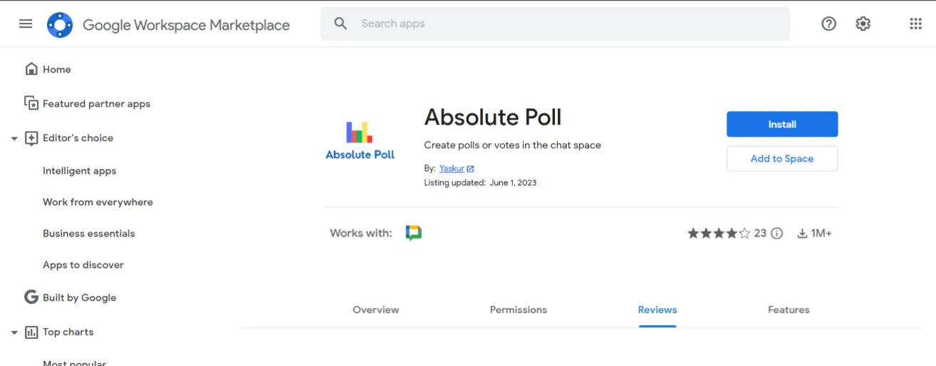 Nainstalujte si Absolute Poll a vytvořte si anketu v Google Chatu.