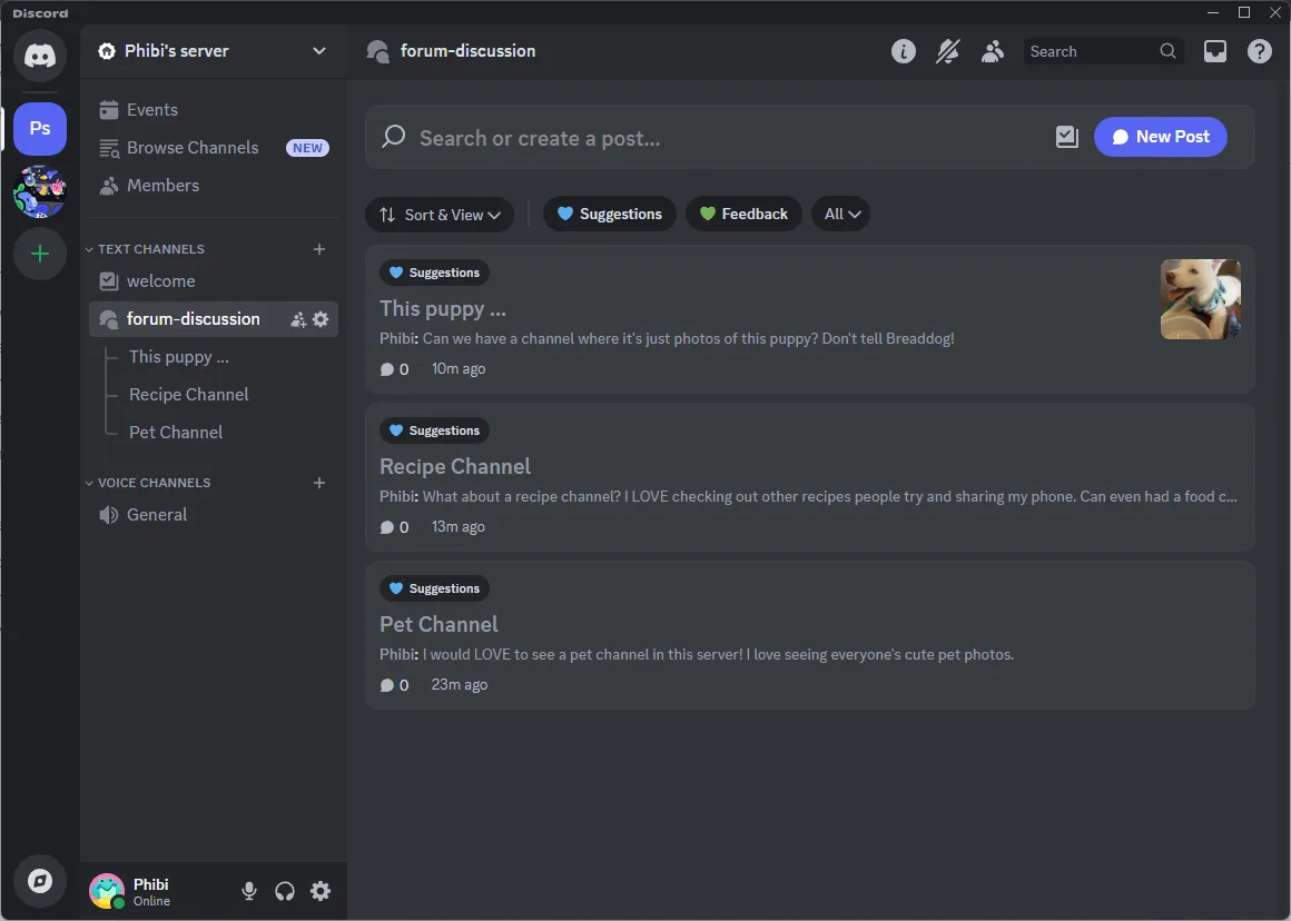 Chatovací místnosti a fóra v Discord