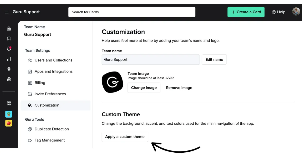 Tableau de bord Guru : Gestion des connaissances de l'entreprise