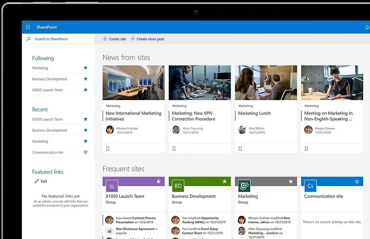 Tableau de bord SharePoint : gestion des connaissances d'entreprise