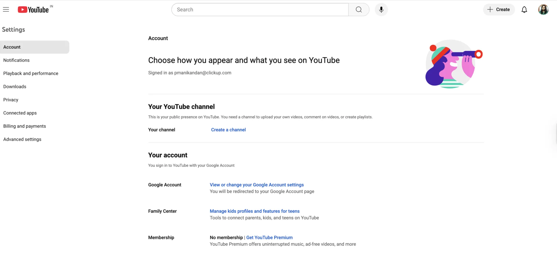 Yüzsüz bir YouTube kanalı nasıl başlatılır: Kanal oluşturma ekranı
