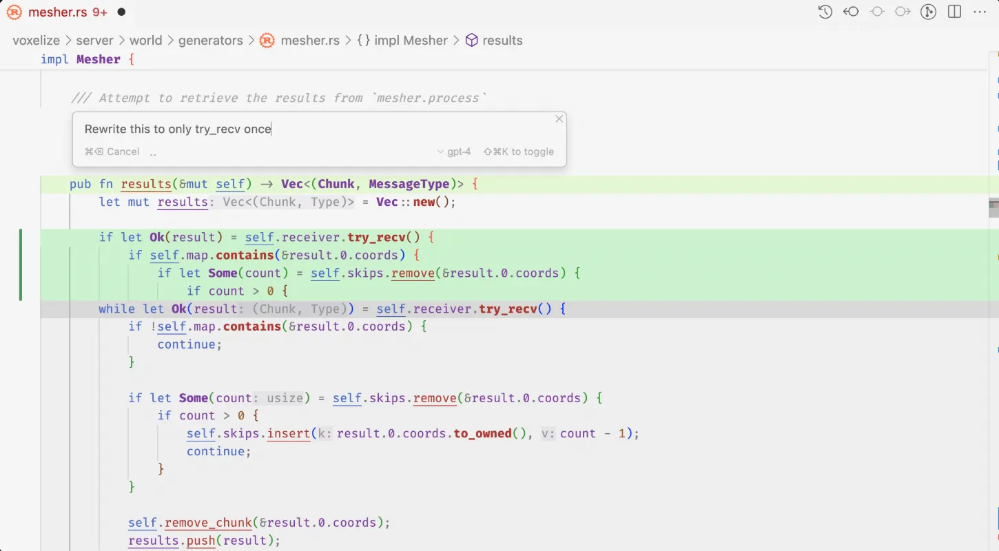 ⌘ K (Cmd K) su Cursor IA