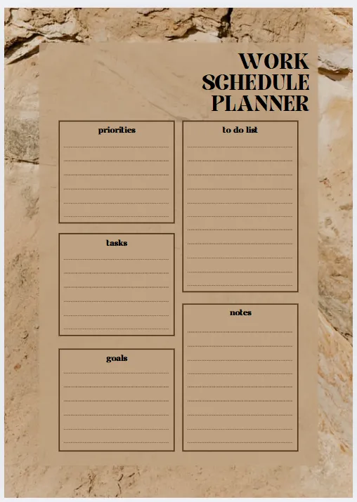 Template Kalender Jadwal Kerja Kreatif Berwarna Cokelat