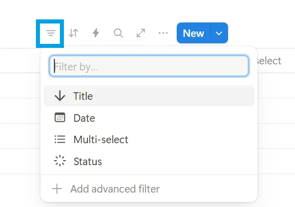 Filtrar no Notion