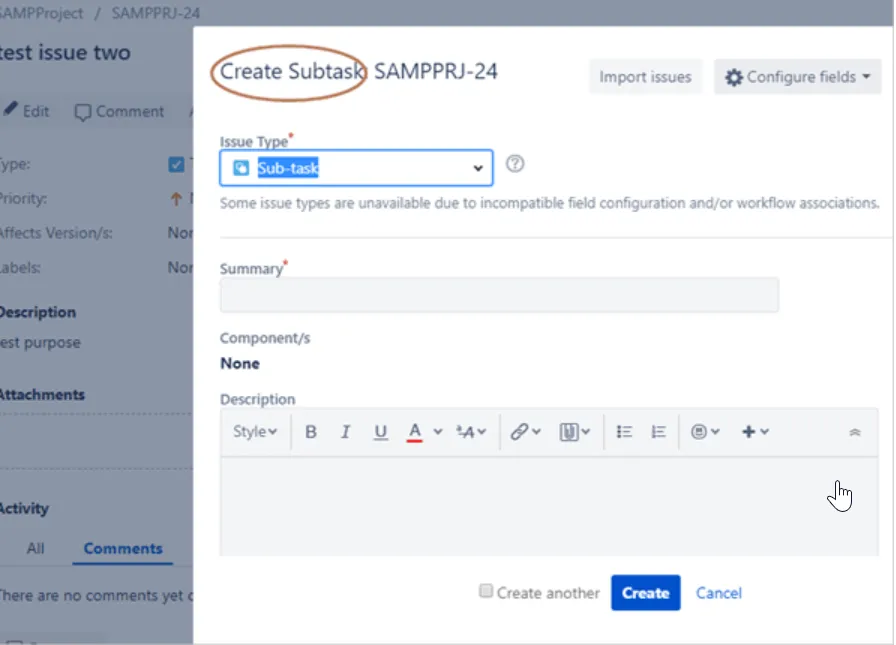 Podrobnosti o podúkolech v Jira