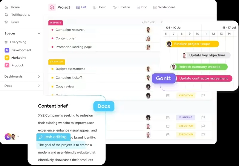 ClickUp Marketing Project Management
esempio di proposta di valore