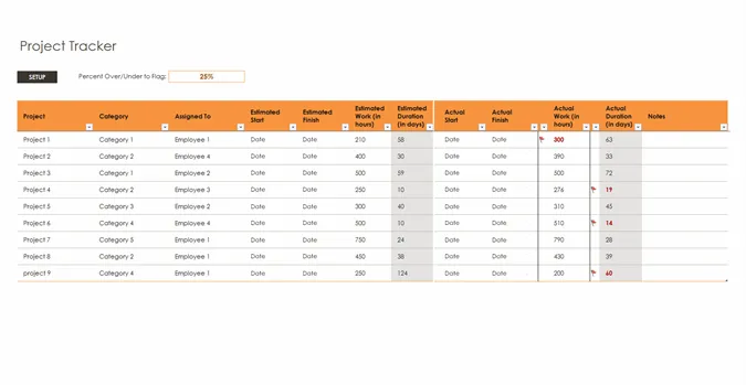 Template Pelacak Proyek Excel