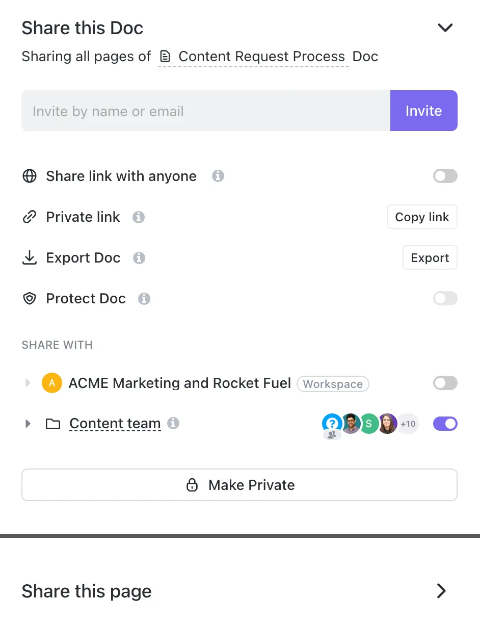 ClickUp Docs: قم بتخصيص أذونات الوثائق الخاصة بك لضمان الأمان