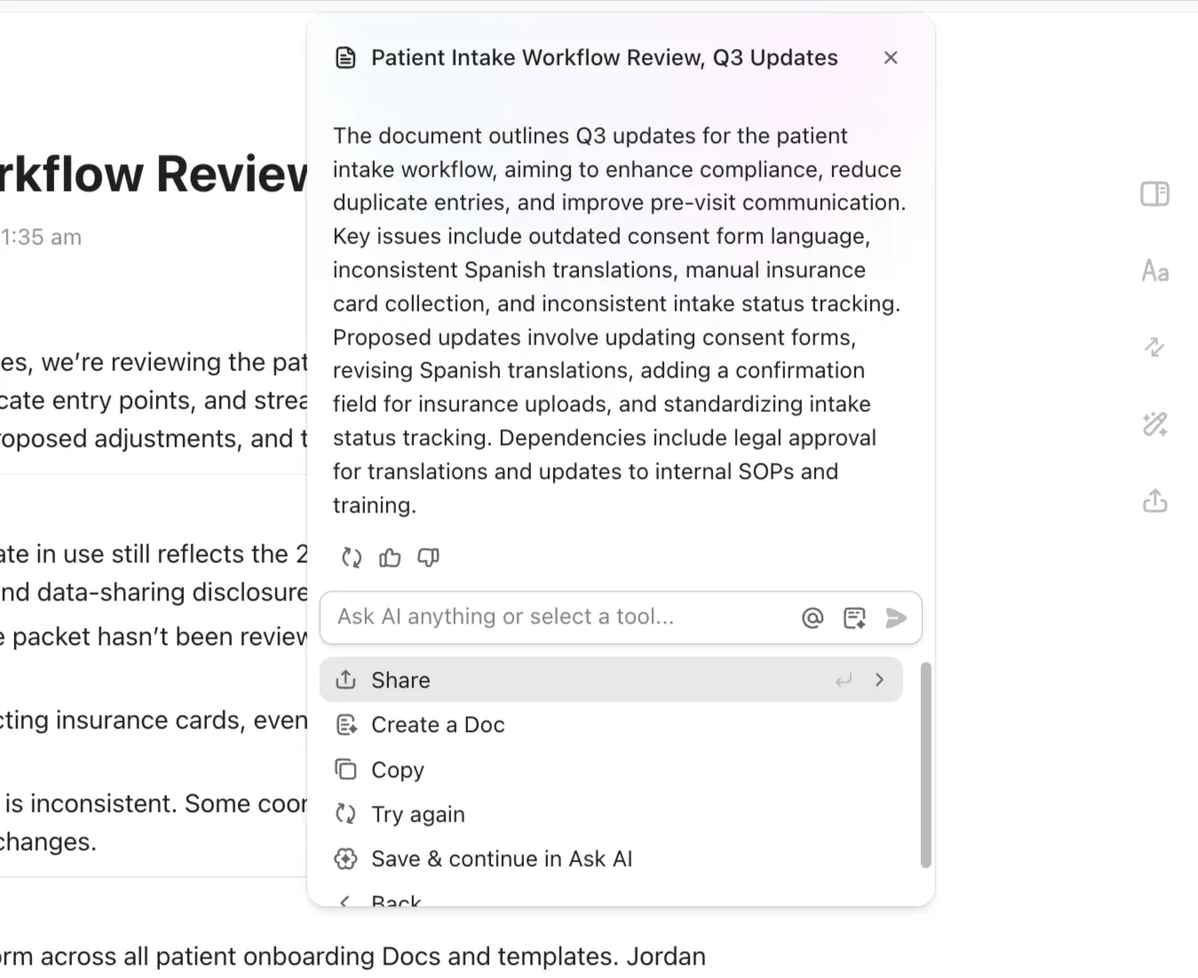 ClickUp Brain: دردشة متوافقة مع HIPAA