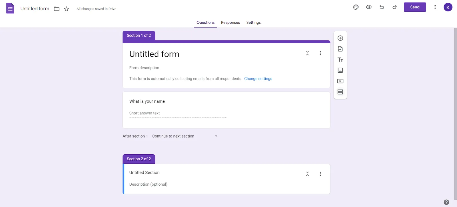 Thêm phần vào Google Forms