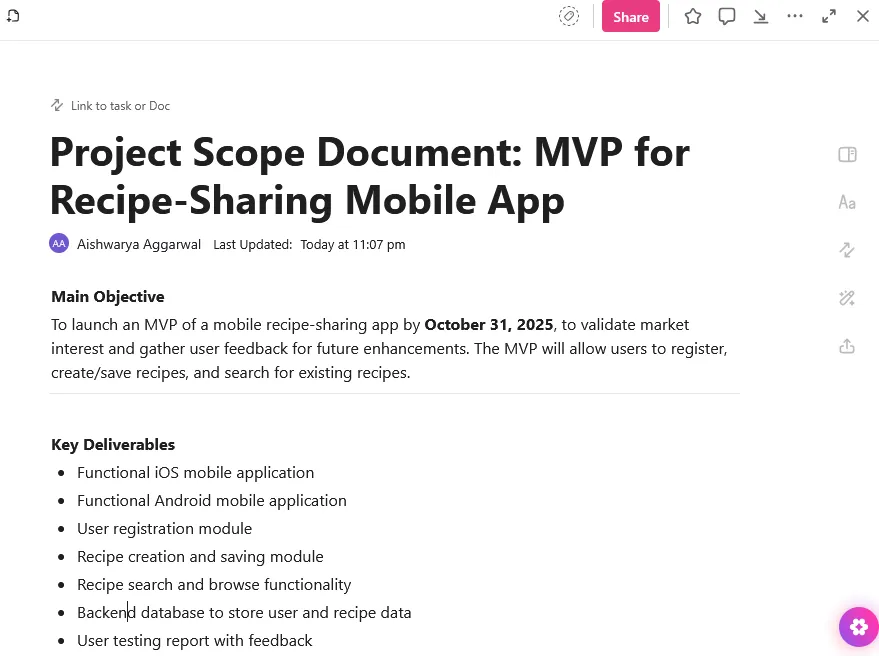 ClickUp Docs