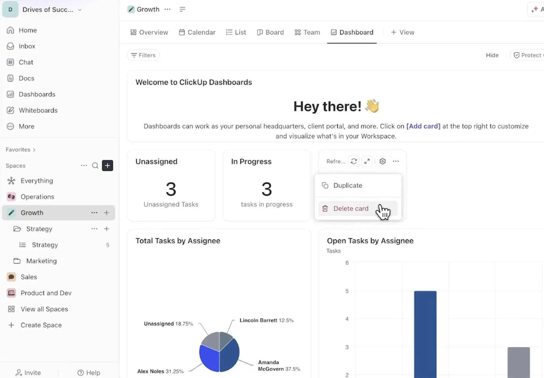 Painéis do ClickUp: melhore seus painéis com base no feedback recebido da sua equipe