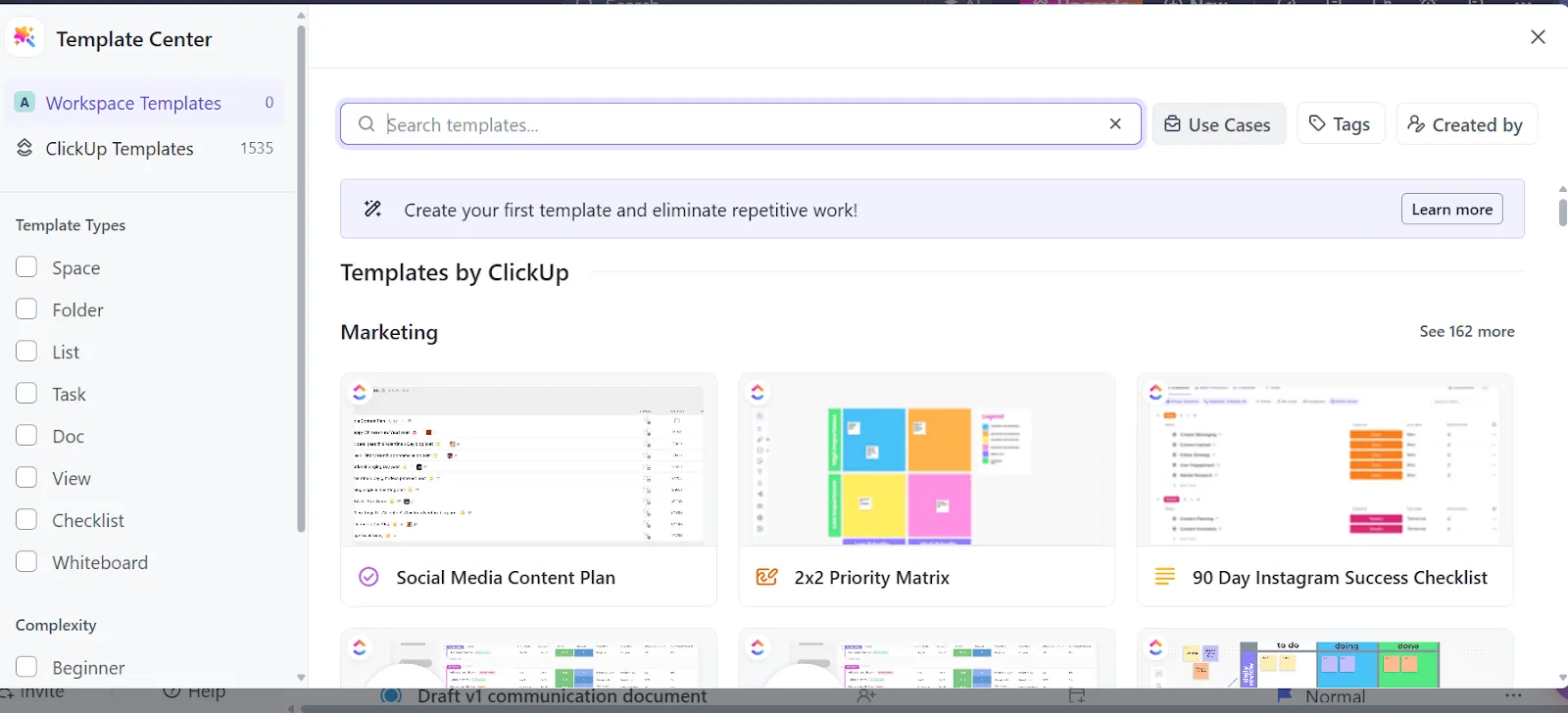 Elabora con i modelli ClickUp