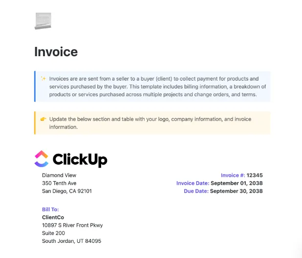 8. ClickUp-Rechnungsvorlage Bestellvorlage Excel