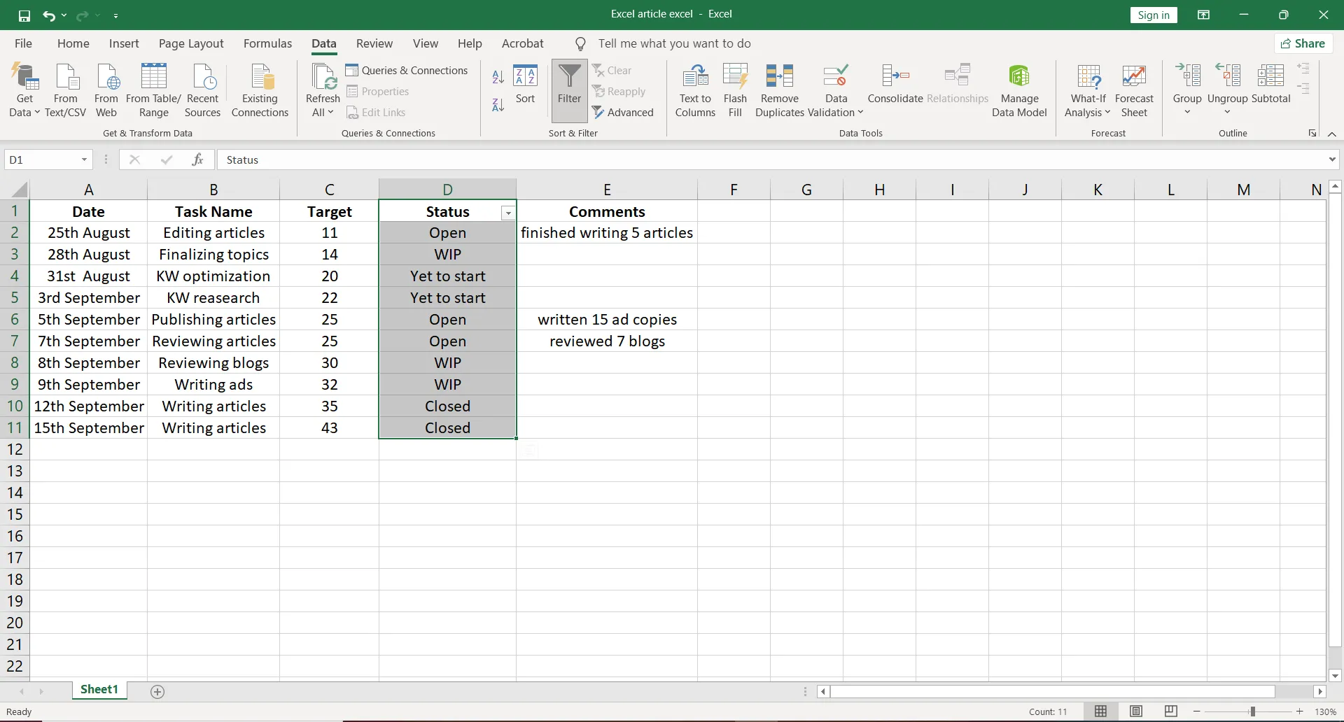 Lọc và sắp xếp cột trong Excel