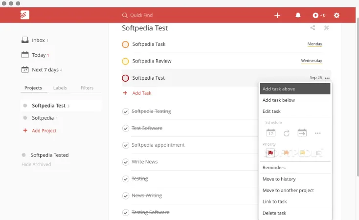 Todoist giúp bạn dễ dàng tạo danh sách công việc cần làm hàng ngày