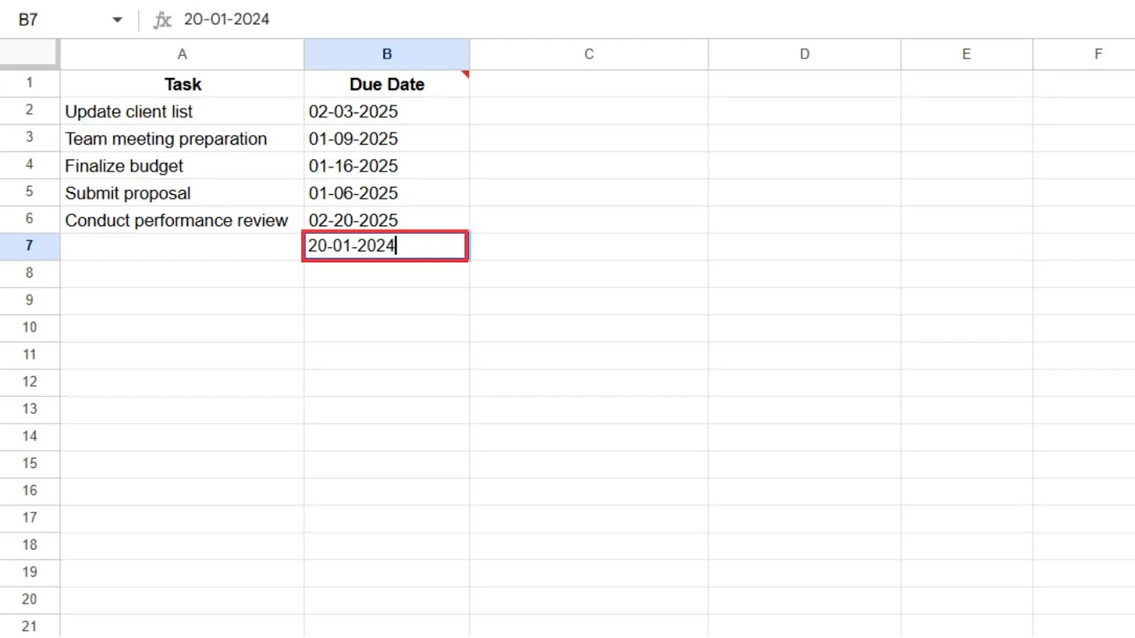 ข้อมูลไม่ถูกต้องในแผ่นงาน: วิธีจัดระเบียบวันที่ครบกำหนดใน Google Sheets