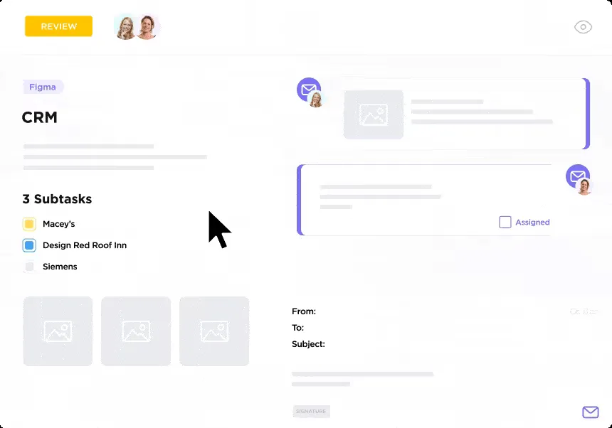 Zarządzaj ogłoszeniami i aktualizacjami za pomocą ClickUp Email Project Management