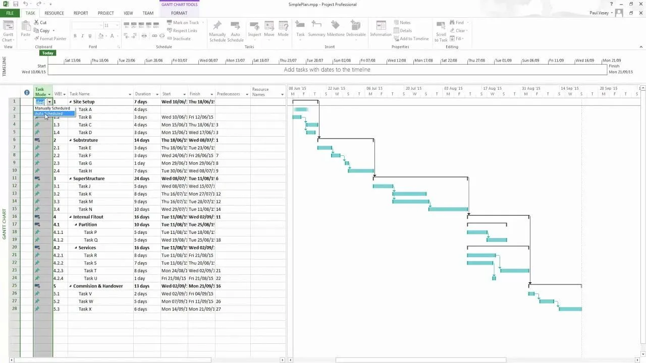 Project Plan 365: visor de Microsoft Project