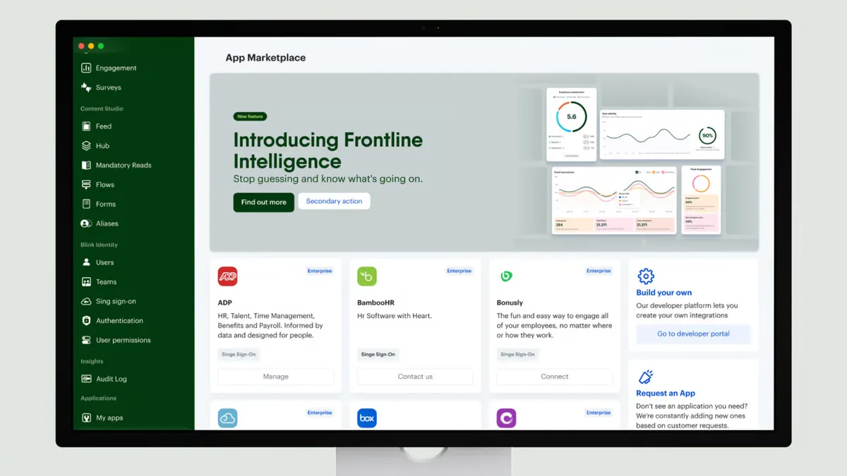 Blink Dashboard: софтуер за интранет CMS