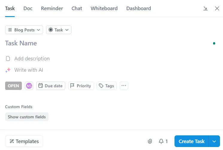 Tugas di Kalender ClickUp
