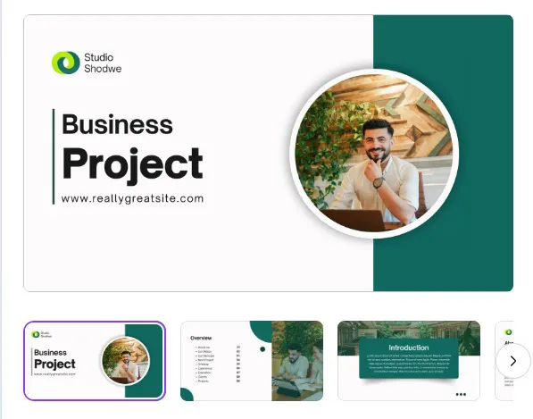 Modelo de esboço de apresentação de projeto empresarial da Canva