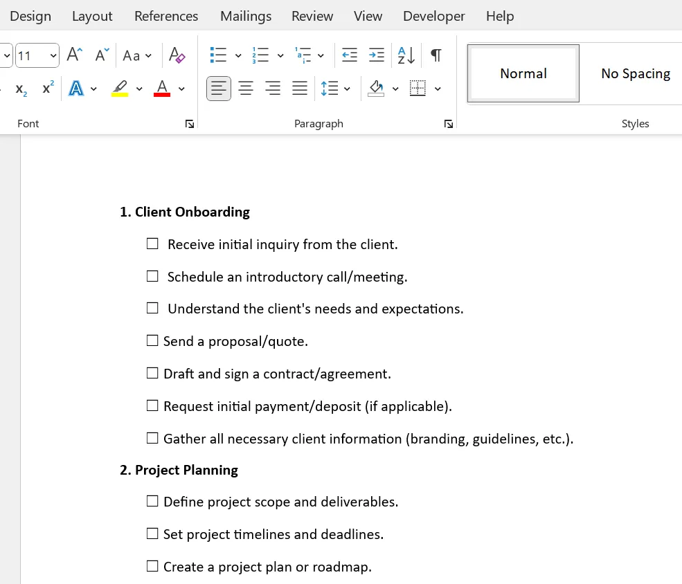 Lägga till kryssrutor i MS Word