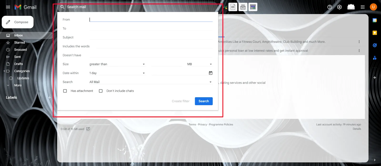 Specifica i criteri di filtro in Gmail