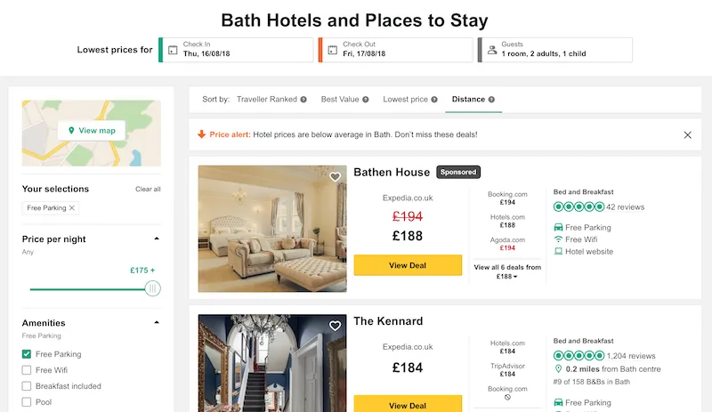 TripAdvisor dashboard: alternative to Wanderlog