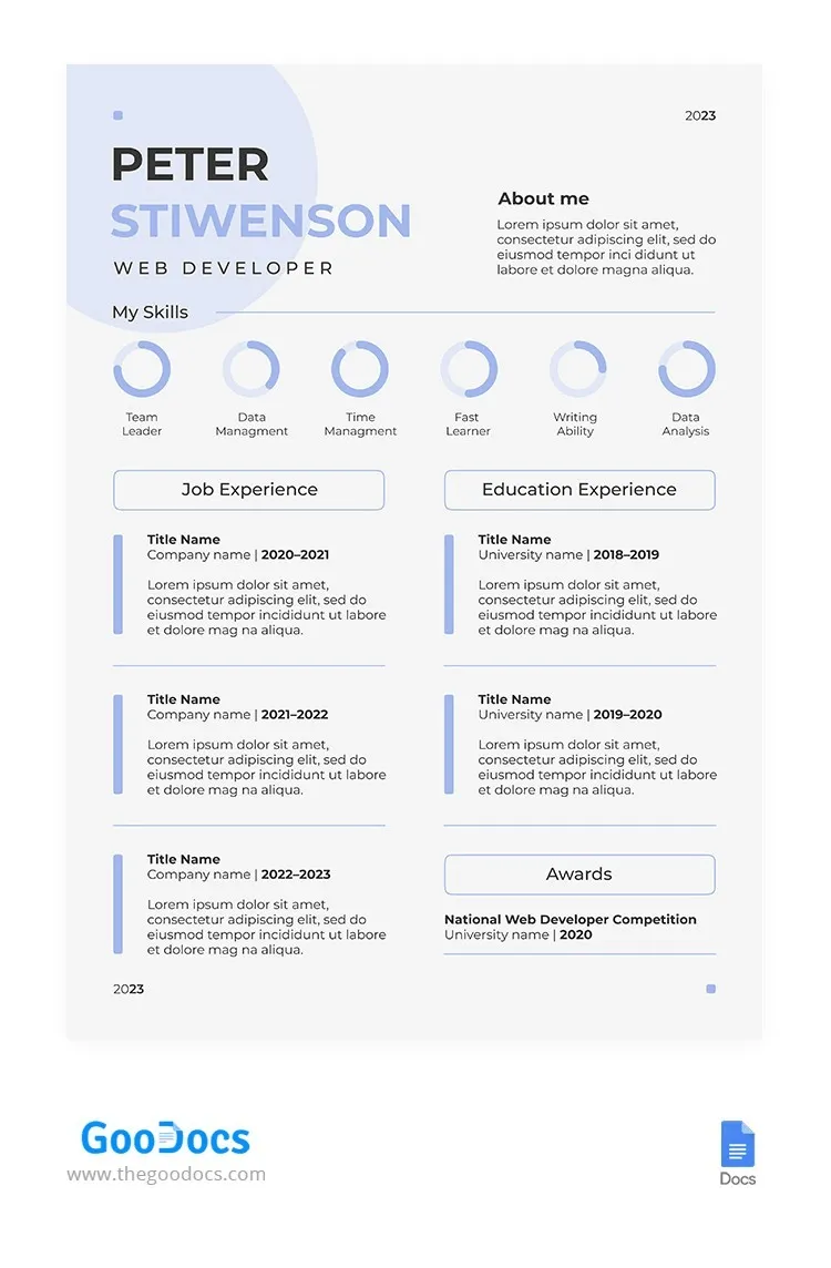 Currículum de desarrollador web estético