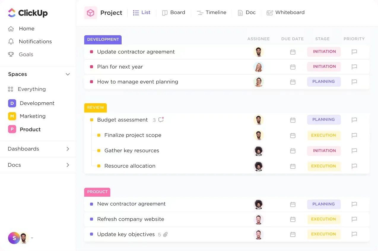 Gestione delle risorse di ClickUp