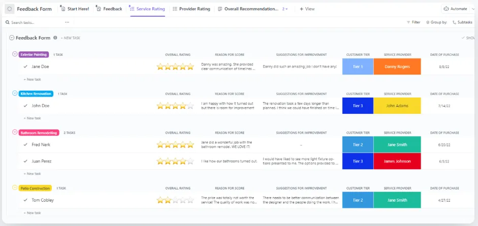 Sammeln Sie schnell aussagekräftiges Feedback von Ihren Mitarbeitern und führen Sie die Nachverfolgung der Stimmung Ihrer Mitarbeiter im Laufe der Zeit mit der ClickUp-Feedback-Formular-Vorlage durch.