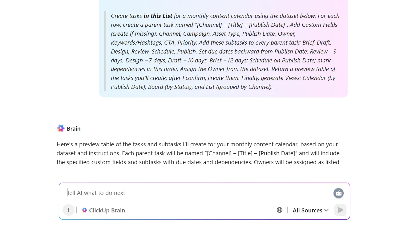 ClickUp Brain dan agen AI