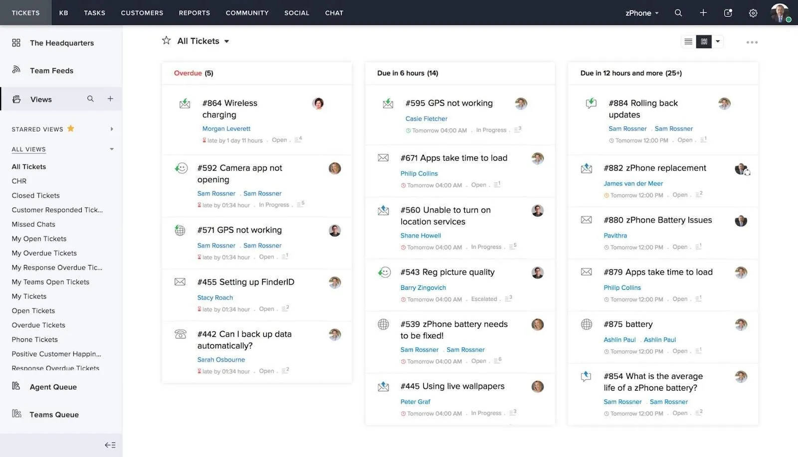 Software de experiência do cliente Zoho Desk
