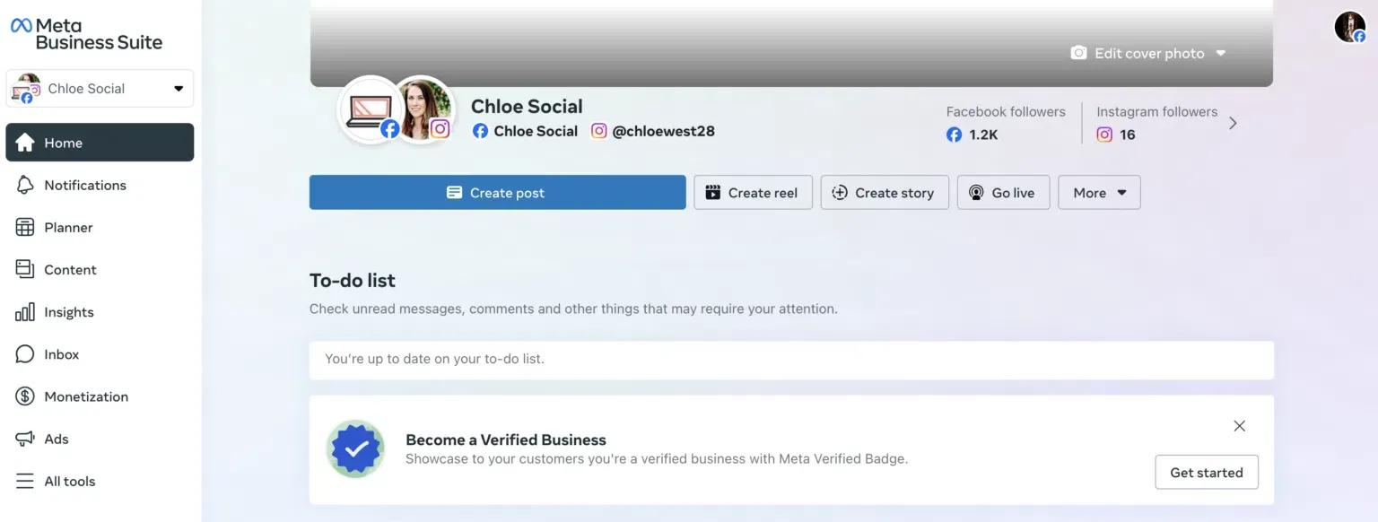 Dashboard di Meta Business Suite: pianifica le storie di Instagram
