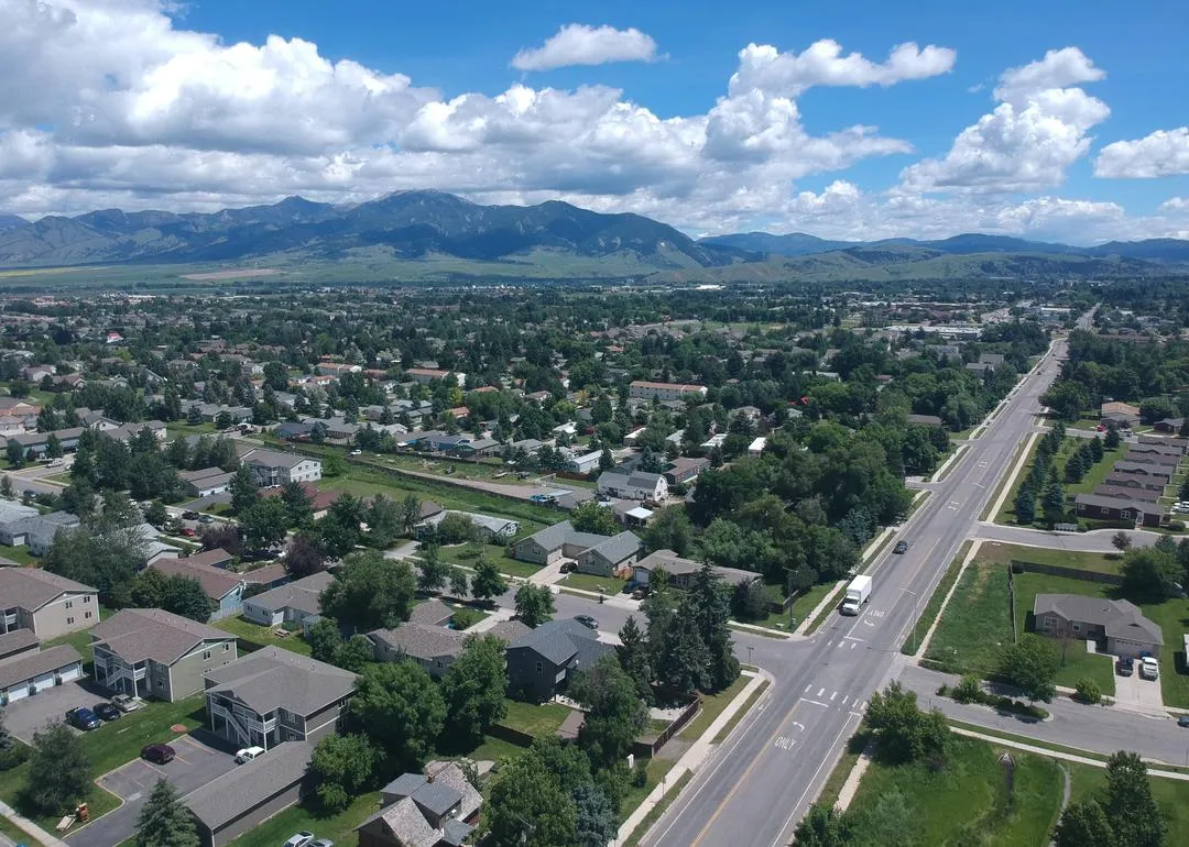 Vue aérienne de Bozeman en été