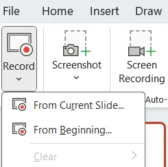 Opzioni di registrazione di PowerPoint