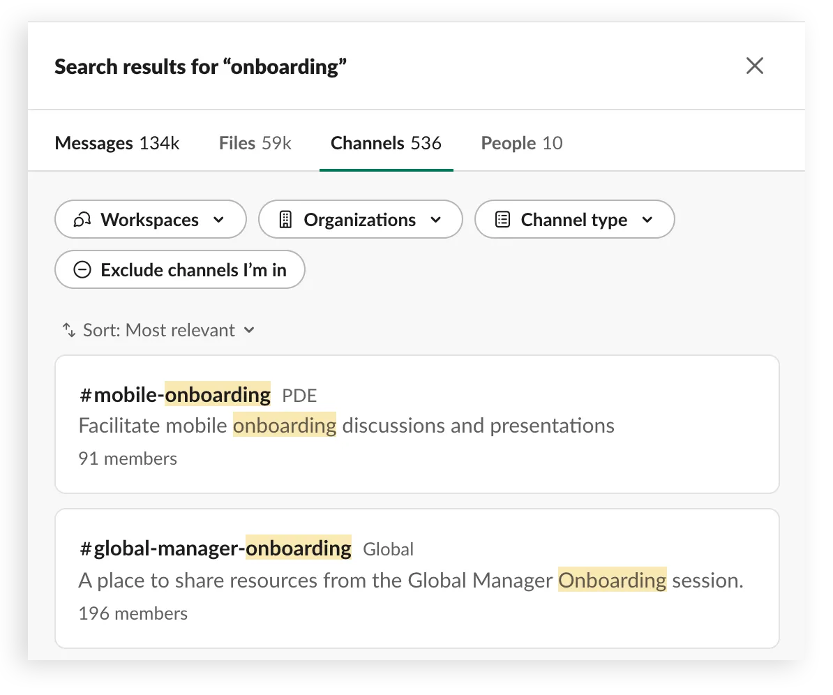 Conseils pour la recherche dans Slack