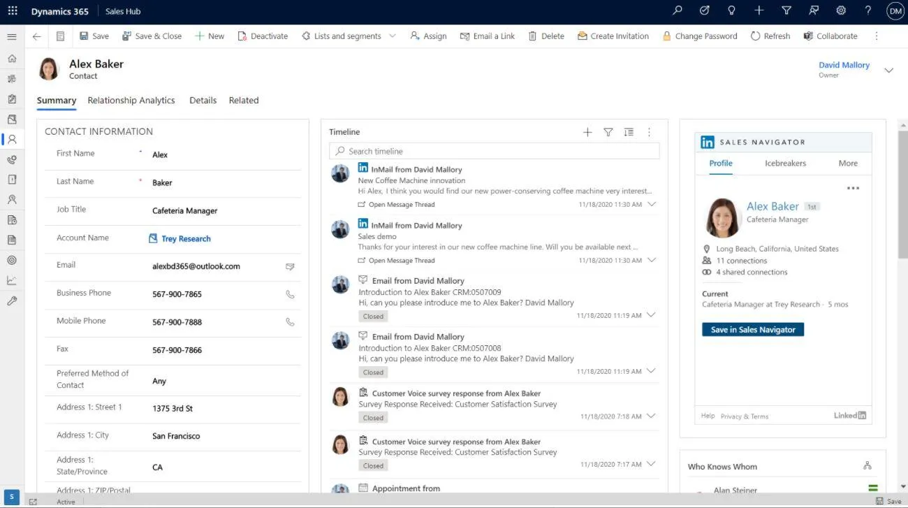 Organisieren von Vertriebskontakten und Marketingdaten in Microsoft Dynamics 365