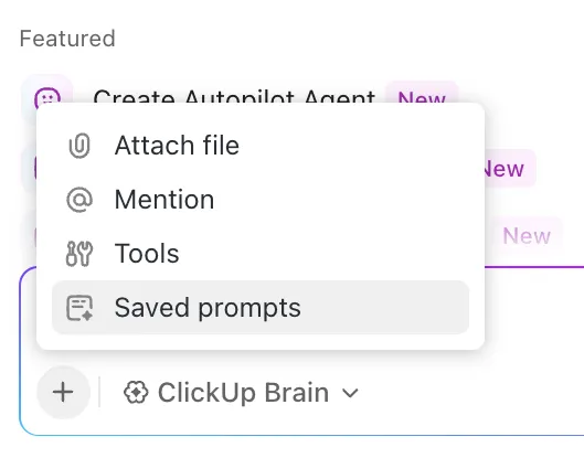ClickUp Brain: คำสั่งที่บันทึกไว้
