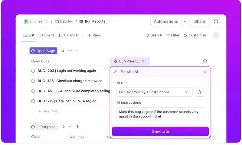 Hành động AI của ClickUp