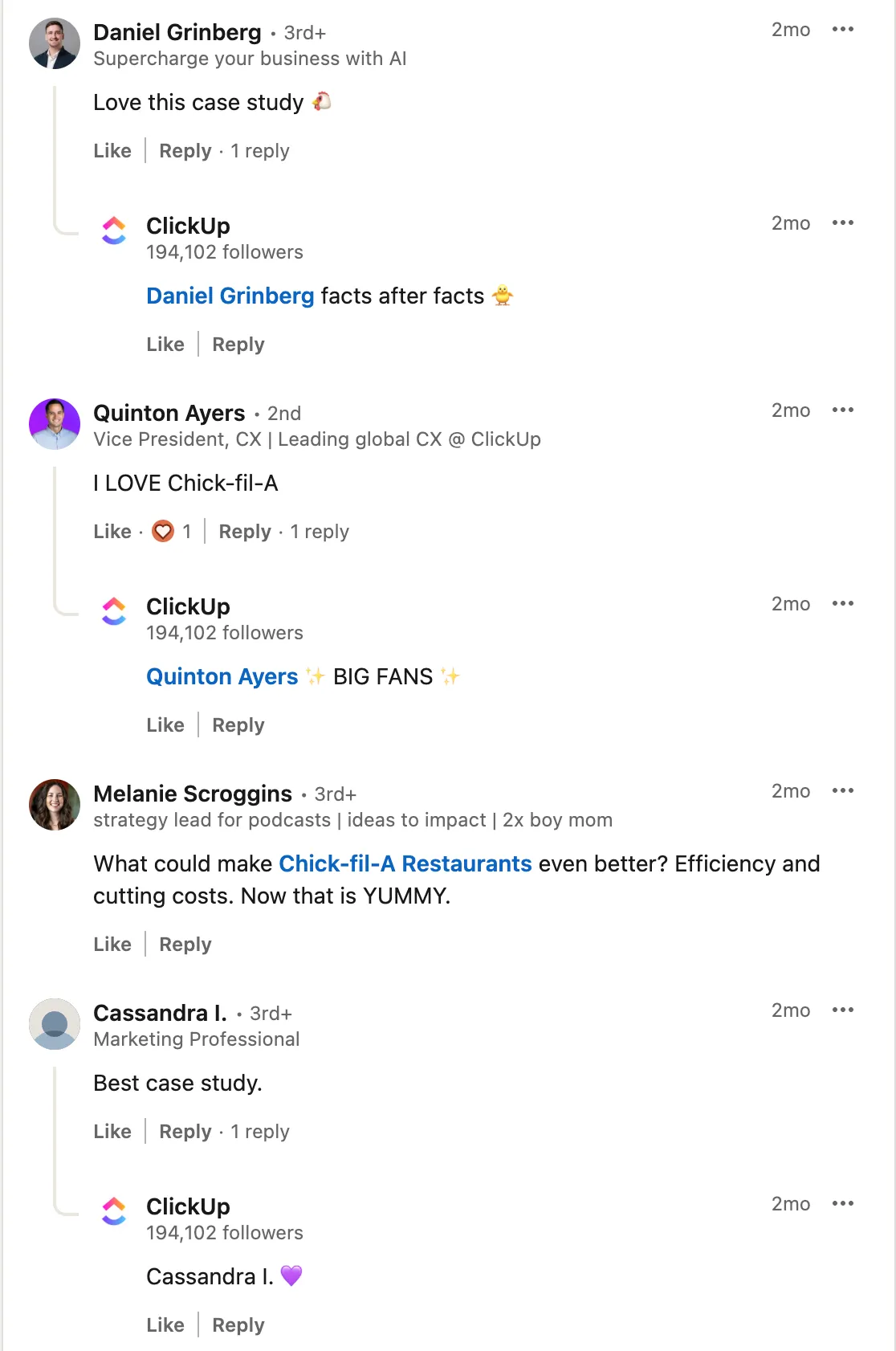 การมีส่วนร่วมในส่วนความคิดเห็นบน LinkedIn