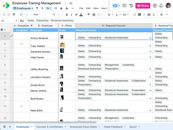 Feuille de calcul Excel pour répertoire des employés par Spreadsheet.com