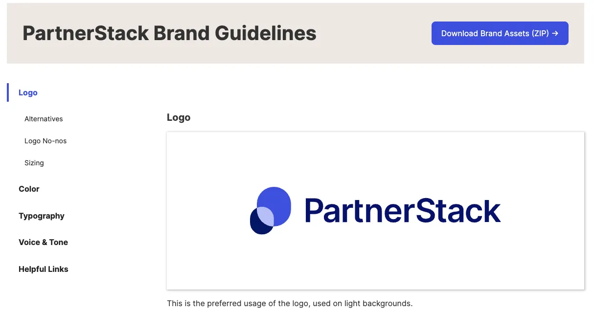 Beispiel für Markenrichtlinien von PartnerStack