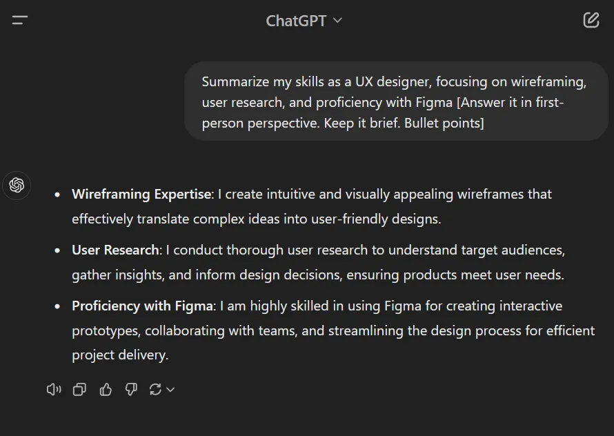 Vaardigheden als UX-ontwerper prompt: chatgpt cv-prompts