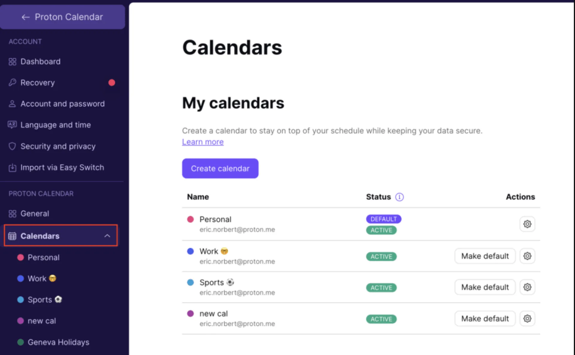 Proton Calendario