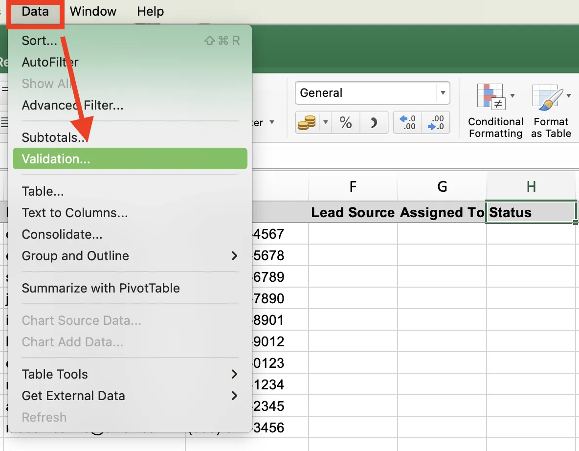Définir les paramètres de validation des données dans MS Excel