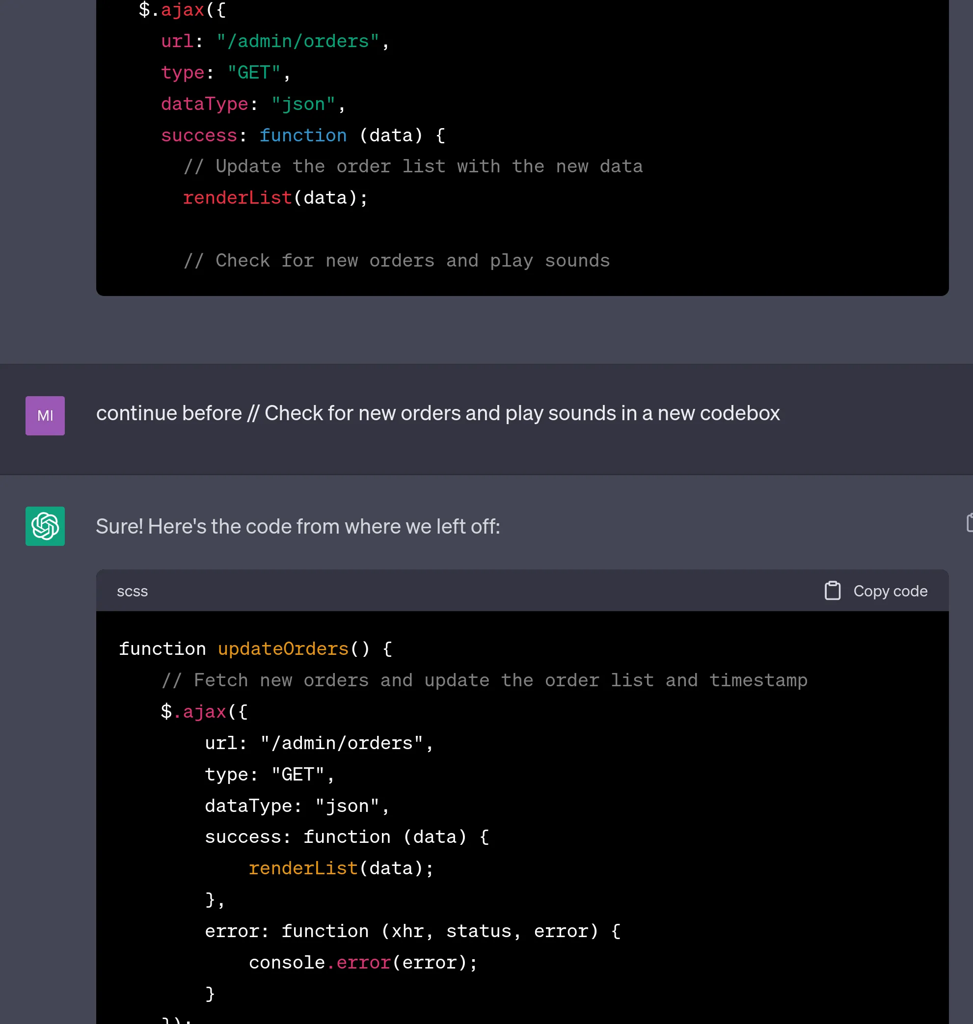 Utilisateur créant du code avec ChatGPT