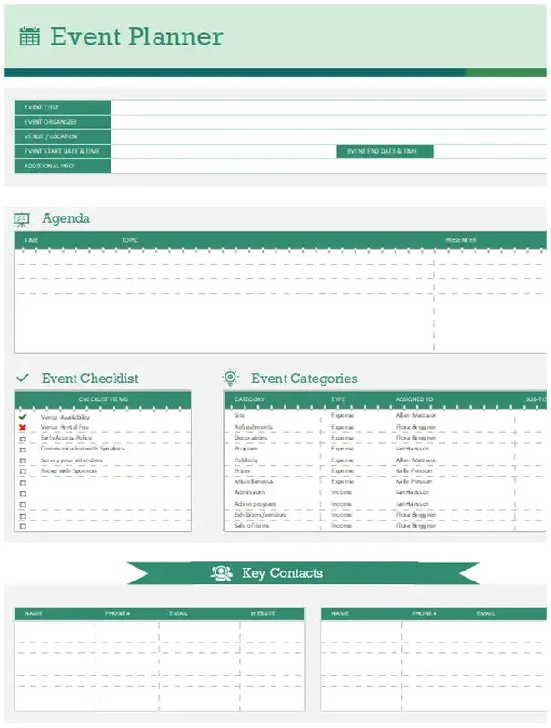 قالب Excel لتخطيط الأحداث من Microsoft: قوالب Excel للأعمال